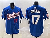 Men's Los Angeles Dodgers #17 Shohei Ohtani Royal With American Flag Patch Limited Stitched Jersey,baseball caps,new era cap wholesale,wholesale hats